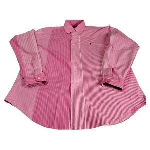 Ralph Lauren Pink and White Plaid Casual Button Down Shirt with Logo, 15 1/2 M